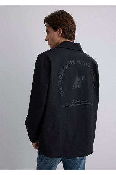 Mavi Cămașă neagră cu imprimeu pe spate Pro, croială lejeră / croială confort...