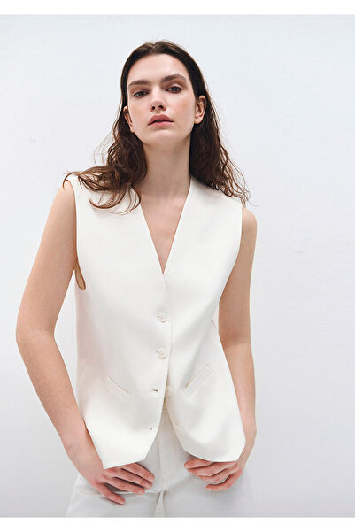 Mavi Linen Blended Ecru Vest Regular Fit 1110683-70057