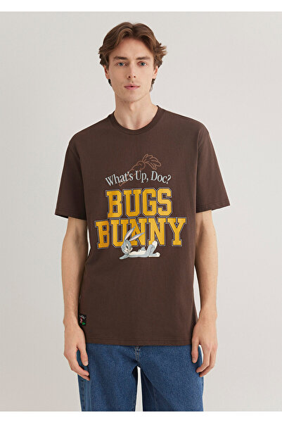 Mavi Bugs Bunny εμπριμέ καφέ μπλουζάκι - Loose Fit