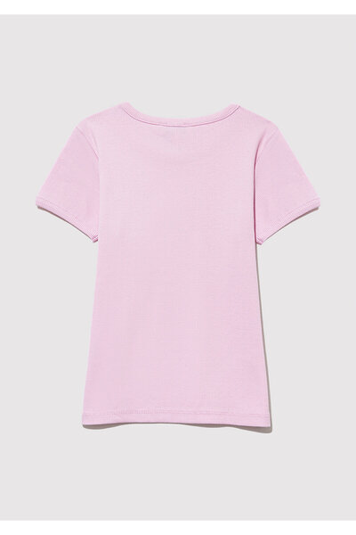 Mavi Ribbed Pink Basic T-Shirt Fitted / Fitted Cut 7610260-86953