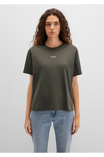 Mavi Zelené tričko s potiskem loga Interlock Volný střih / Volný pohodlný střih 1612829-71553