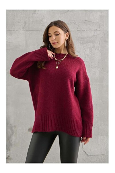 ribana طاقم الرقبة سترة تريكو كبيرة الحجم