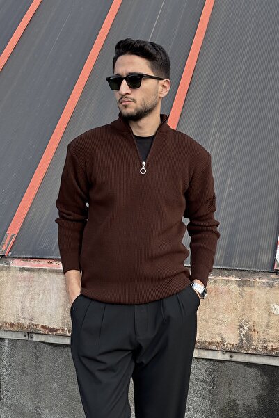 inpool Men's Winter Knitwear Sweater - Half Zipper, Stand Collar, Old Money Culture Pltk06