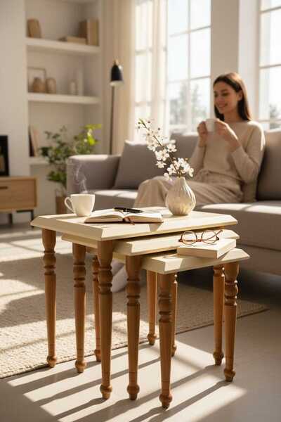 Akabesan Aksesuar Baha Serisi Dikdörtgen Tasarım Ceviz Kayın Ağacından Üst Ka...