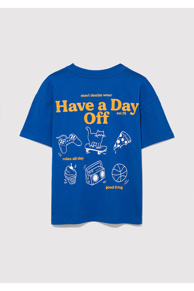 Mavi Tricou albastru imprimat oversize / cu croiala larga 6610277 -82491