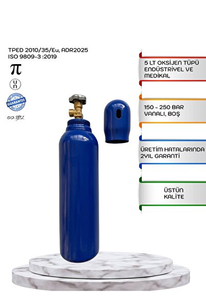 Bursan Millenmax 5 Lt Oksijen Tüpü Vanalı Boş Çelik