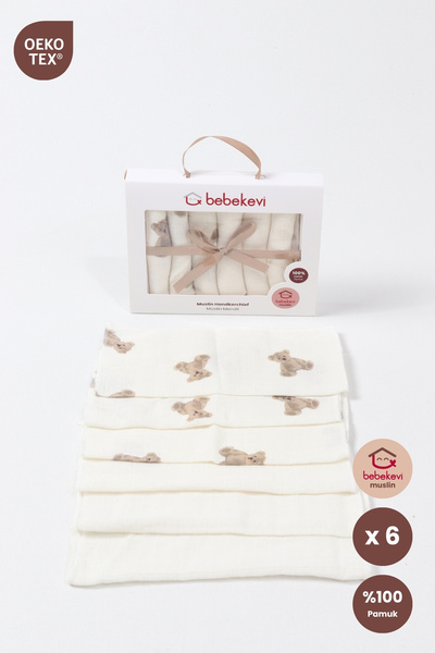 Bebekevi عبوة من 6 مناديل مبللة لفم الأطفال مصنوعة من القطن بنسبة 100%