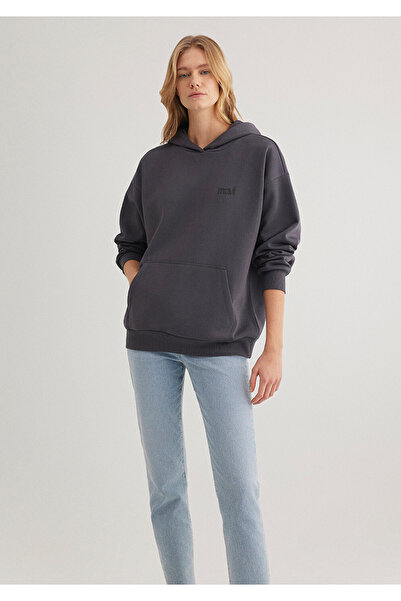 Mavi Logo Printed Hooded Anthracite Sweatshirt 1S10243-80932