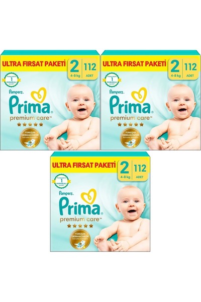 Prima Premium Care Bebek Bezi Beden:2 (4-8KG) Mini 336 Adet Aylık Ultra Fırsat Pk
