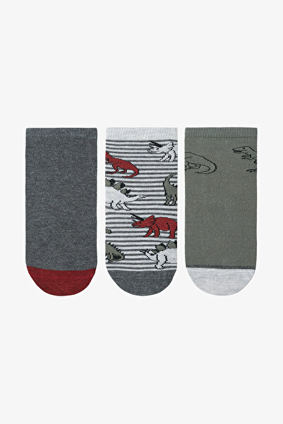Penti Boy's T-Rex Dinosaur Patterned 3-Piece Socks