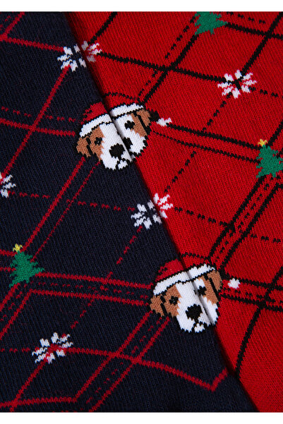 Mavi Yılbaşı Temalı Kırmızı Çorap 0911770-70463