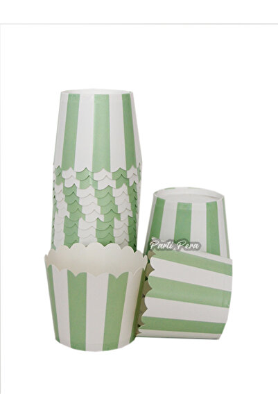 parti pera Makaron Beyaz Mint Yeşili Cupcake Kek Kapsülü 15 Adet