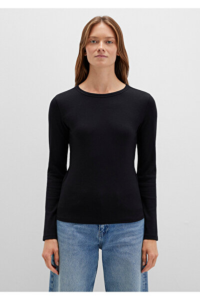 Mavi Long Sleeve Black Basic T-Shirt Fitted / Body Fitted Cutout 1613040 -900