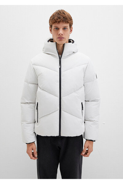 Mavi Hooded Gray Puffer Jacket 0110360 -83746