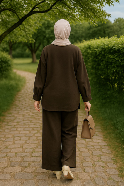 ŞIK VE MUTLU Hijab Lotus Floral Top and Bottom Linen Set