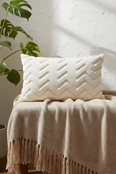 Rivaİstanbul Διακοσμητικό κάλυμμα μαξιλαριού ριχτάρι με ορθογώνιο σχέδιο ζιγκ...