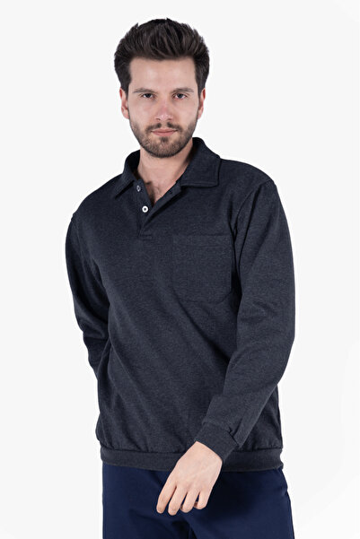 Yıldırımlar Giyim İki Iplik Polo Yaka Cepli Sweatshirt