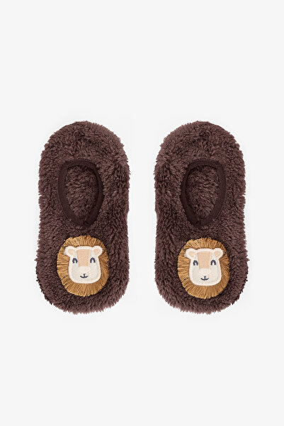 Penti Brown Boy's Lion Non-Slip Sole Home Slippers