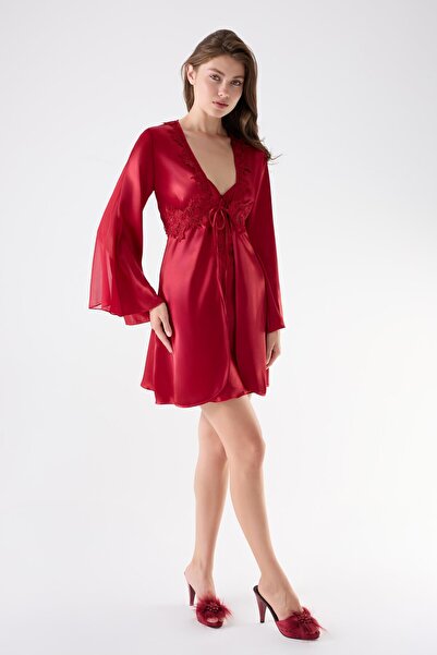 İmaj 4001 Burgundy Color Satin 6-Piece Dowry Set