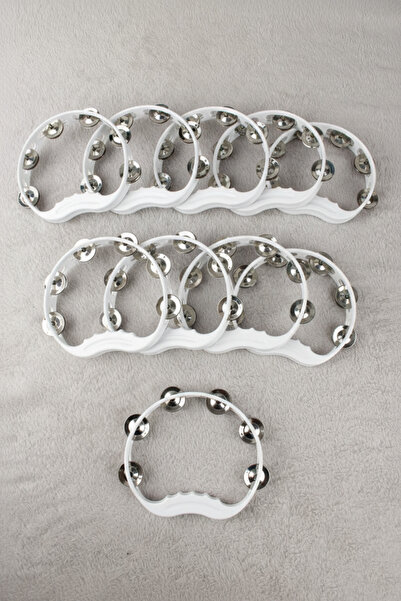 Mortex Beyaz Gelin Nedime Tefi 10'lu – Plastik Metal Zilli, Kına, Düğün, Dama...