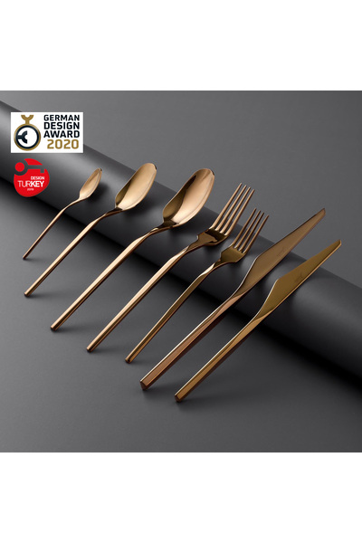 Jumbo 5100 Quartz Titanyum Bronz 12 Kişilik 84 Parça Çatal Kaşık Bıçak Seti 500.01.01.6705