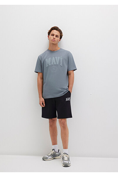 Mavi Logo Baskılı Siyah Şort 0410224-900