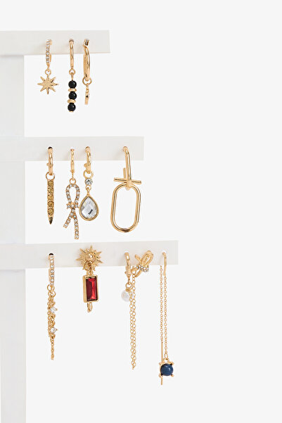 Penti Gümüş Rengi - Antrasit Eleanor 11'li Küpe Seti