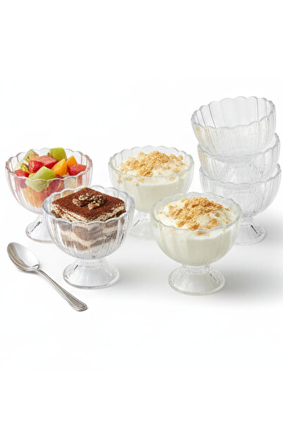 ALQANNAS Yogurt Dessert Glasses, Crystal Glass, 12 pieces, 160 ml each, with Base | Ice cream Cups