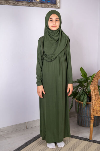 ihvan online ثوب صلاة للأطفال من قطعة واحدة مع غطاء رأس عملي، مناسب للأعمار م...