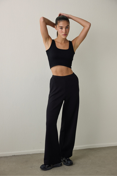 Penti Siyah Silky Feel Bol Kesim Loose Eşofman Altı