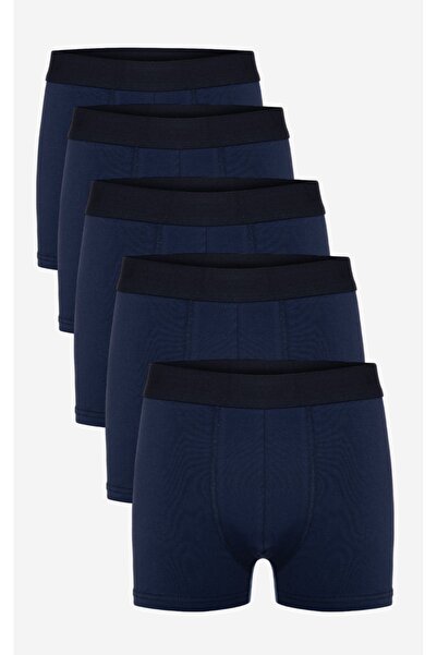 COMBİNE MİCHAİL Чоловічі 5-пари темно-сині бавовняні еластичні боксери