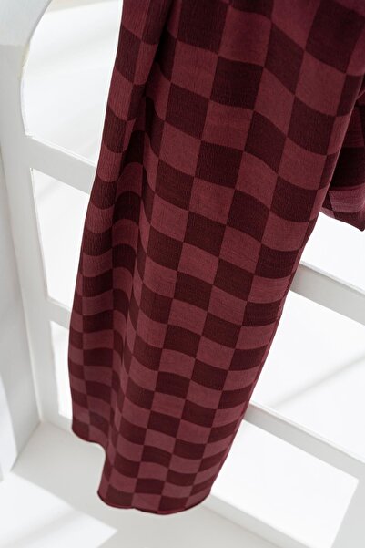 JAWEL Kadın Dama Desenli Tesettür Jakarlı Şal 185x70 Cm