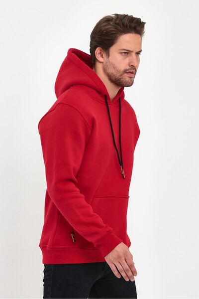 COMBİNE MİCHAİL Red Color Kangaroo Pocket Hooded Sweatshirt 1205