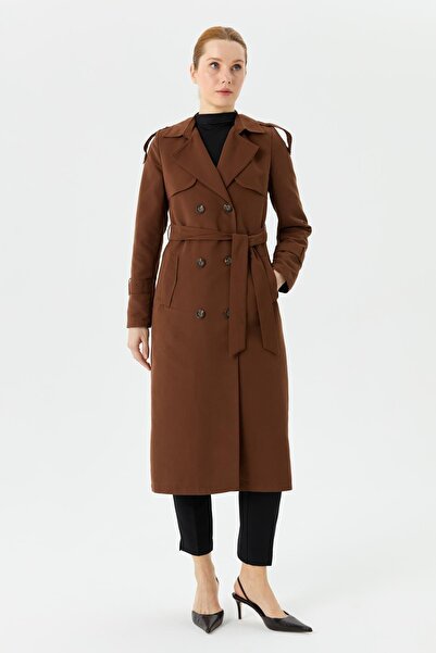 Günay Karaca Çift Düğme Mevsimlik Kadın Spor Trençkot İçi Astarlı 20242