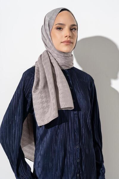 JAWEL Kadın Tesettür Jakarlı Küçük Desen Kazayağı Şal