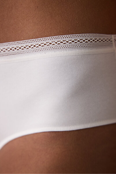 Penti Ecru-Hipster-Slip aus Baumwolle mit niedriger Taille