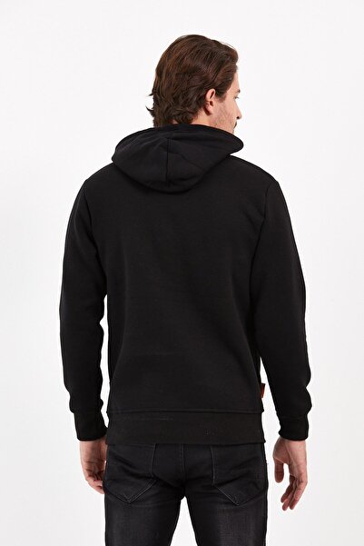 COMBİNE MİCHAİL Black Color Kangaroo Pocket Hooded Sweatshirt 1205
