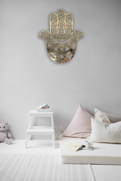 Numa Concept Hamsa Fatma Ana Eli Mdf Üzeri Gold Pleksi Duvar Dekorasyon Lazer Kesim 60x50 Cm