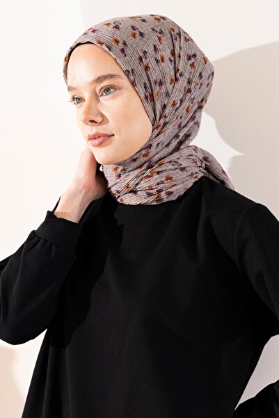 JAWEL Kadın Çiçek Desenli Kırışmaz Bürümcük Şal 190*80 Cm