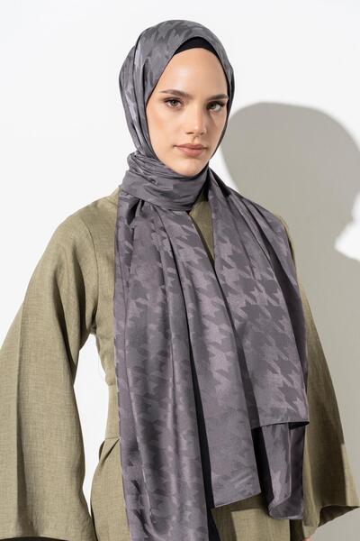 JAWEL Kadın Tesettür Jakarlı Büyük Desen Kazayağı Şal