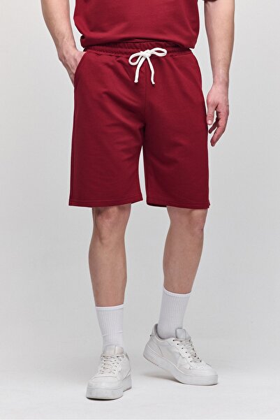 COMBİNE MİCHAİL Мъжки комплект от 2 части, свободна кройка, удобен, с десен, текст, без повдигане, бордо червен