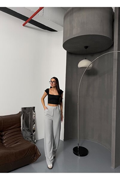 COMBİNE MİCHAİL Сіра лінія лайкра на липучках з застібкою палаццо жіночі штани