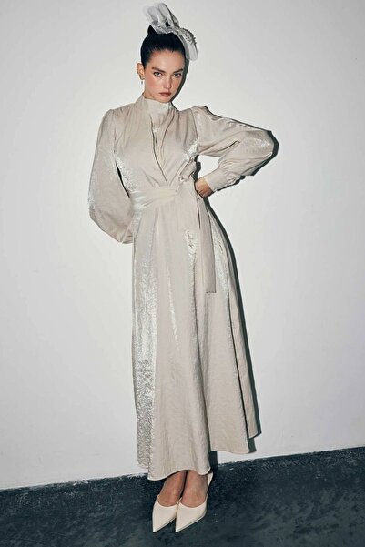 Hooopstore Φόρεμα με γυαλιστερή υφή - Μπεζ