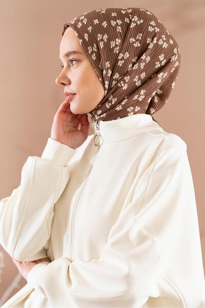 JAWEL Kadın Çiçek Desenli Kırışmaz Bürümcük Şal 190*80 Cm