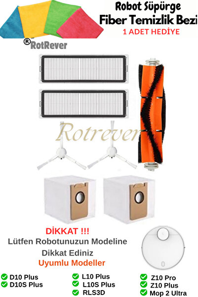 RotRever Dreame Bot D10+ Plus / D10S+ Plus Uyumlu Hepa Filtre,Fırça,Toz Torba...