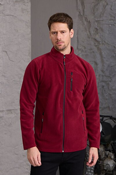 COMBİNE MİCHAİL Claret Red Zippered 3 Pocket Fleece - Claret Red