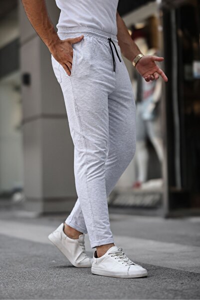 comstar Men's Double Leg Tight Gray Sweatpants with Elastic Waist