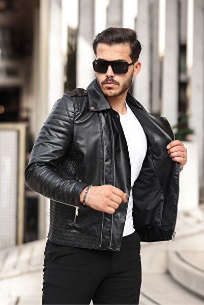 comstar Diagonal Zipper Men's Leather Jacket