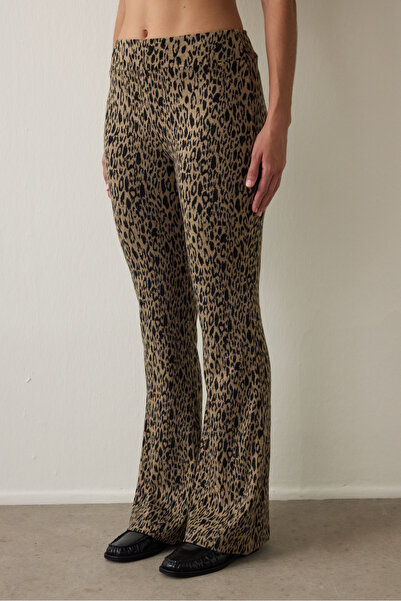 Penti Leopard Print High Waist Flared Trousers