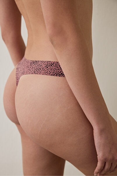 Penti Dusty Rose Low Waist Laser Cut Non-Marking Thong Panties